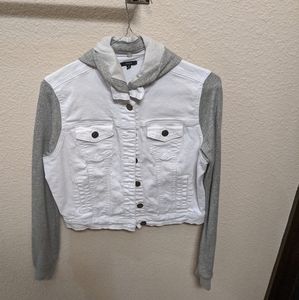Hooded white jean jacket